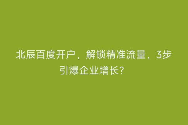 北辰百度开户，解锁精准流量，3步引爆企业增长？