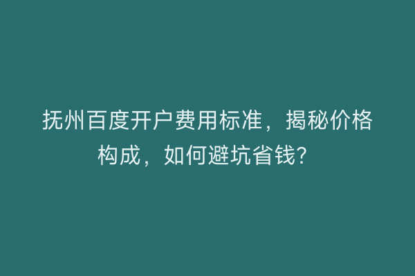 抚州百度开户费用标准，揭秘价格构成，如何避坑省钱？