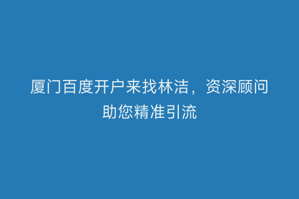 厦门百度开户来找林洁，资深顾问助您精准引流