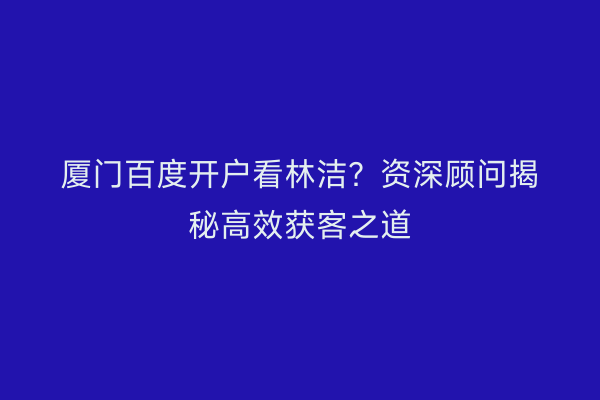 厦门百度开户看林洁？资深顾问揭秘高效获客之道