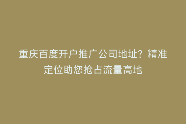 重庆百度开户推广公司地址?精准定位助您抢占流量高地