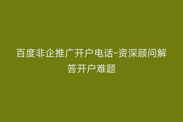 百度非企推广开户电话-资深顾问解答开户难题
