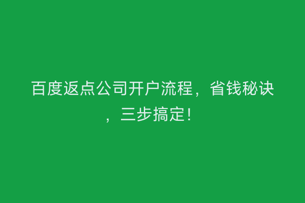 百度返点公司开户流程，省钱秘诀，三步搞定！