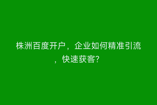 株洲百度开户，企业如何精准引流，快速获客？