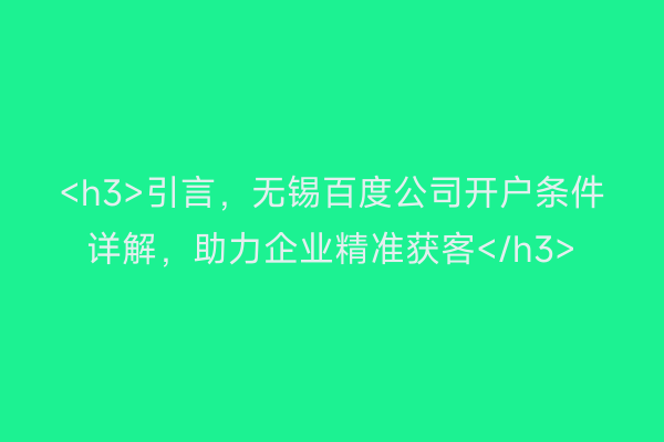 <h3>引言，无锡百度公司开户条件详解，助力企业精准获客</h3>
