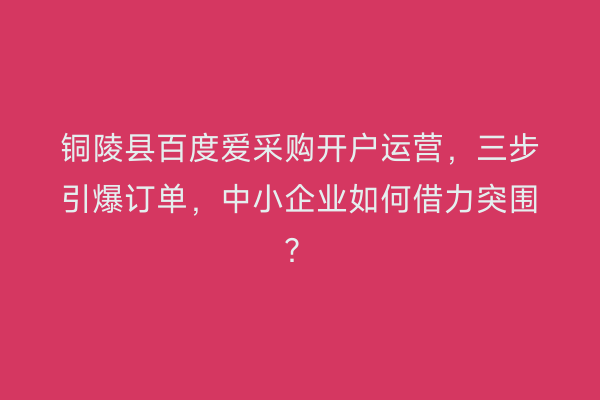 铜陵县百度爱采购开户运营，三步引爆订单，中小企业如何借力突围？