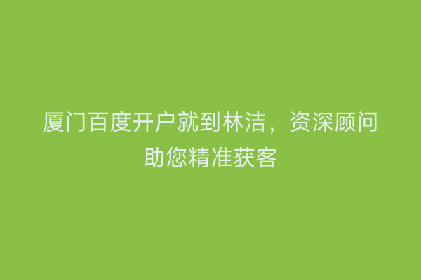 厦门百度开户就到林洁，资深顾问助您精准获客