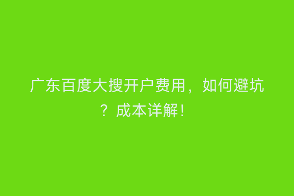 广东百度大搜开户费用，如何避坑？成本详解！