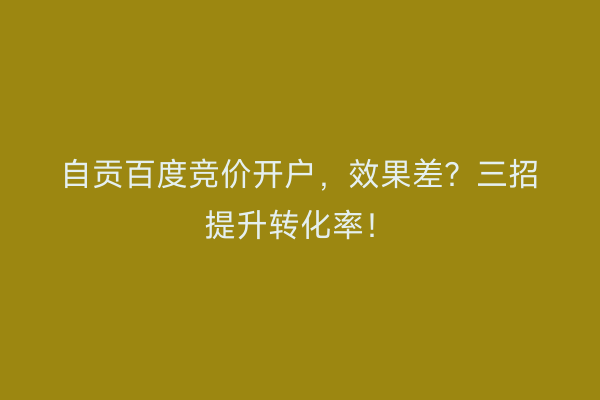 自贡百度竞价开户，效果差？三招提升转化率！
