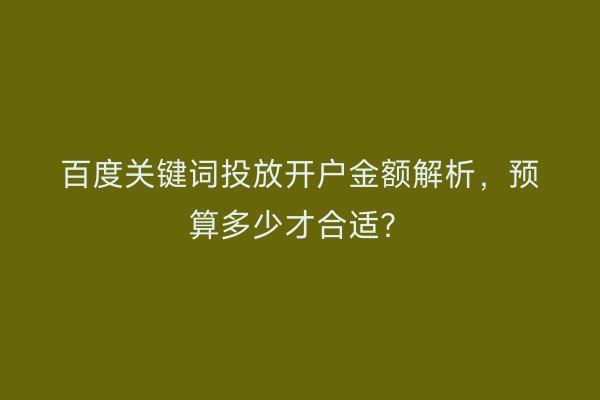 百度关键词投放开户金额解析,预算多少才合适?