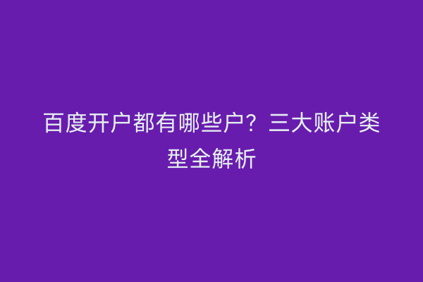 百度开户都有哪些户？三大账户类型全解析
