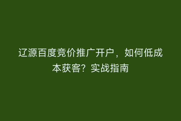辽源百度竞价推广开户，如何低成本获客？实战指南