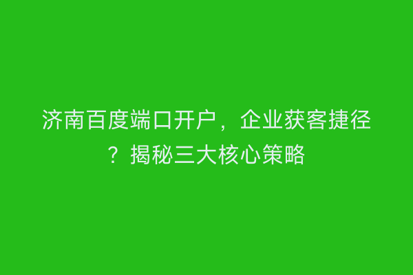 济南百度端口开户,企业获客捷径?揭秘三大核心策略