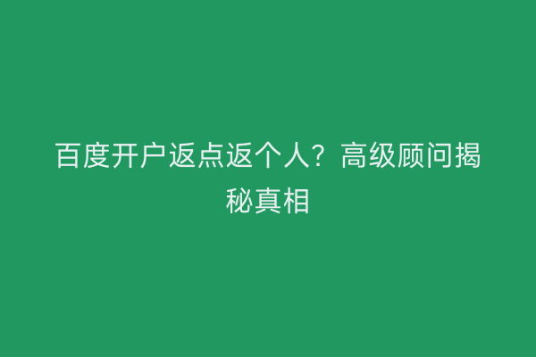 百度开户返点返个人?高级顾问揭秘真相