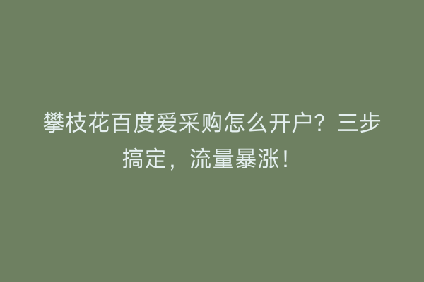 攀枝花百度爱采购怎么开户？三步搞定，流量暴涨！