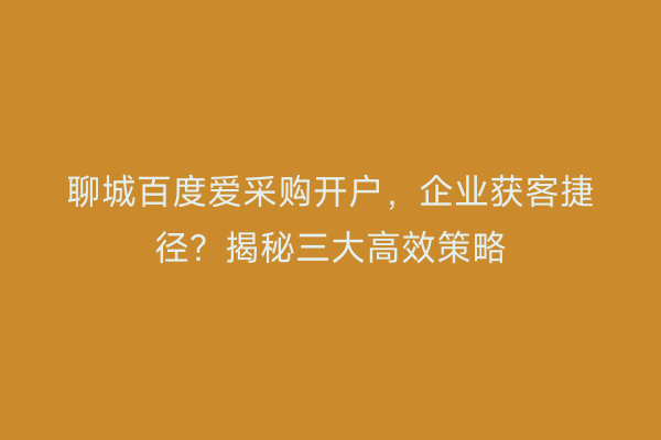 聊城百度爱采购开户，企业获客捷径？揭秘三大高效策略