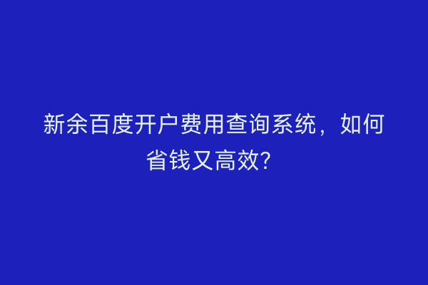 新余百度开户费用查询系统，如何省钱又高效？