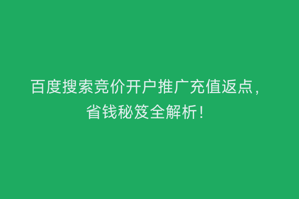百度搜索竞价开户推广充值返点，省钱秘笈全解析！