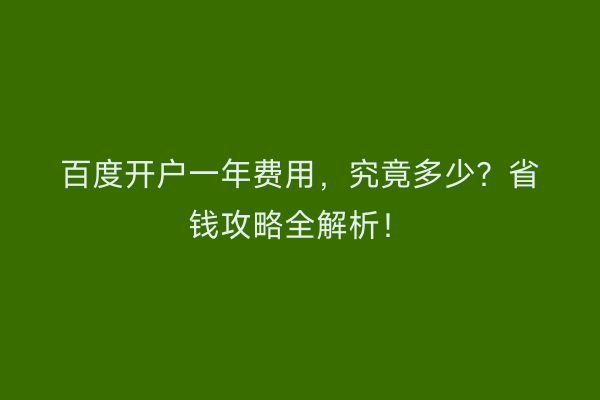 百度开户一年费用，究竟多少？省钱攻略全解析！