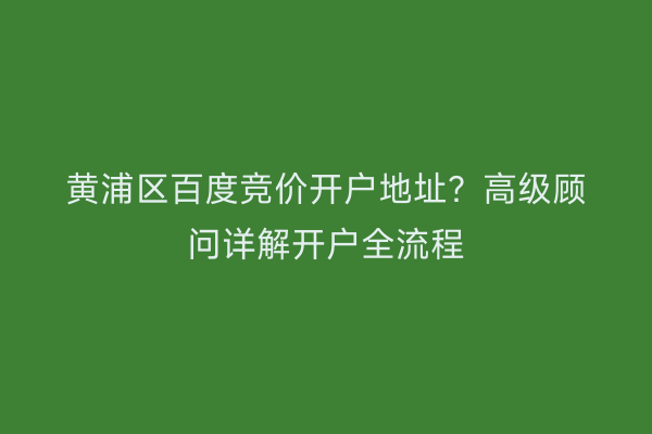 黄浦区百度竞价开户地址？高级顾问详解开户全流程