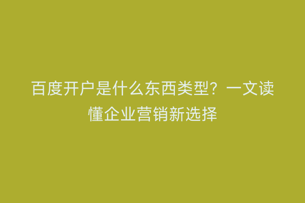 百度开户是什么东西类型？一文读懂企业营销新选择