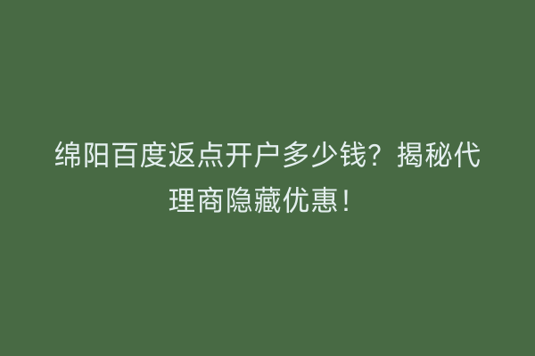 绵阳百度返点开户多少钱？揭秘代理商隐藏优惠！