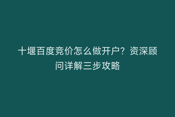 十堰百度竞价怎么做开户？资深顾问详解三步攻略