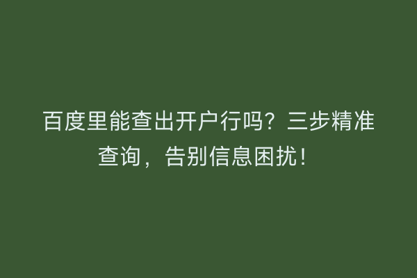 百度里能查出开户行吗？三步精准查询，告别信息困扰！