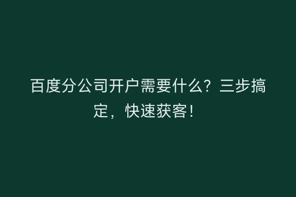 百度分公司开户需要什么？三步搞定，快速获客！