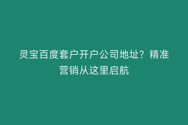灵宝百度套户开户公司地址？精准营销从这里启航