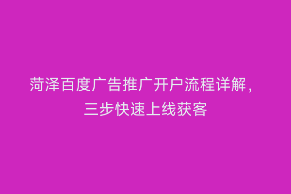 菏泽百度广告推广开户流程详解，三步快速上线获客