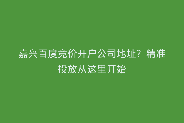 嘉兴百度竞价开户公司地址？精准投放从这里开始