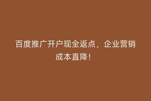 百度推广开户现全返点，企业营销成本直降！