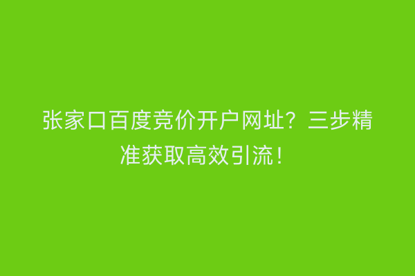 张家口百度竞价开户网址？三步精准获取高效引流！