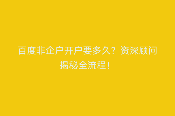 百度非企户开户要多久？资深顾问揭秘全流程！