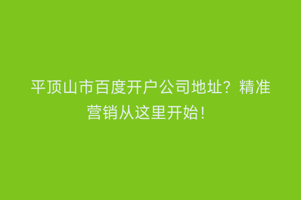 平顶山市百度开户公司地址？精准营销从这里开始！