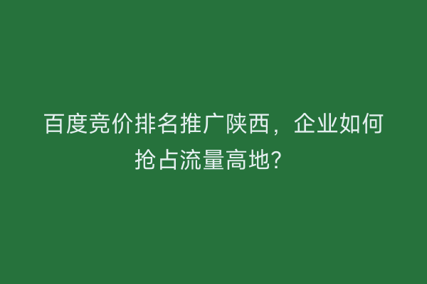 百度竞价排名推广陕西，企业如何抢占流量高地？