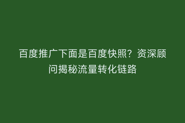 百度推广下面是百度快照？资深顾问揭秘流量转化链路