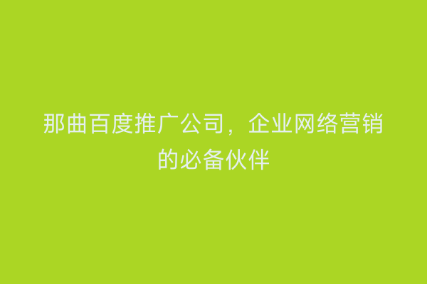 那曲百度推广公司，企业网络营销的必备伙伴