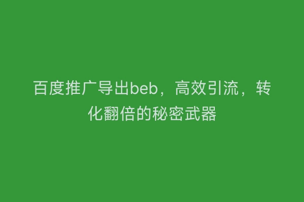 百度推广导出beb，高效引流，转化翻倍的秘密武器