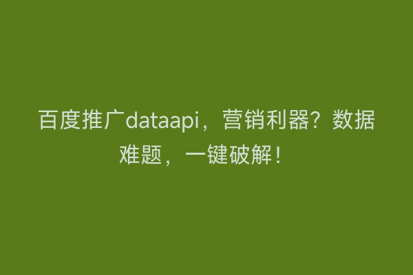 百度推广dataapi，营销利器？数据难题，一键破解！