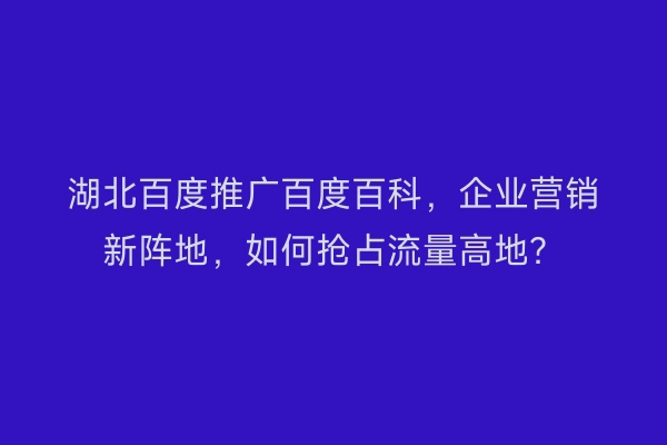 湖北百度推广百度百科，企业营销新阵地，如何抢占流量高地？