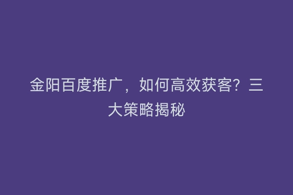 金阳百度推广，如何高效获客？三大策略揭秘