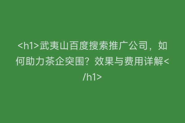 <h1>武夷山百度搜索推广公司，如何助力茶企突围？效果与费用详解</h1>