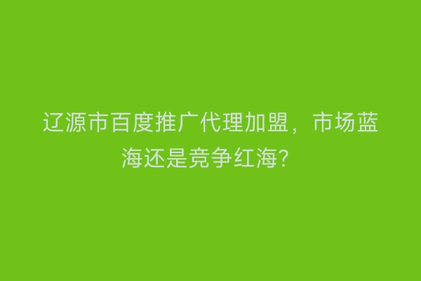 辽源市百度推广代理加盟，市场蓝海还是竞争红海？