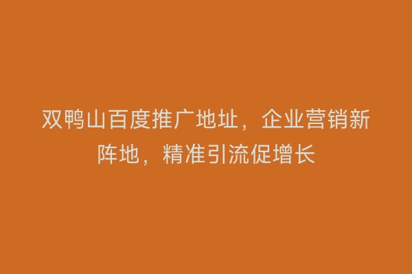 双鸭山百度推广地址，企业营销新阵地，精准引流促增长