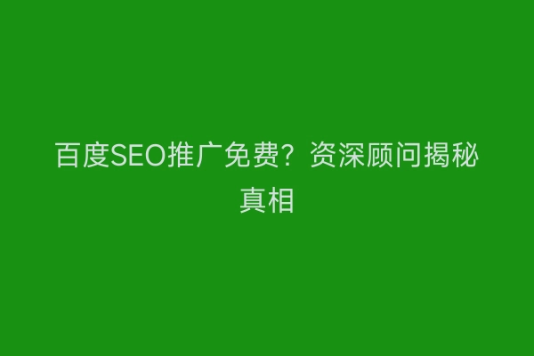 百度SEO推广免费？资深顾问揭秘真相