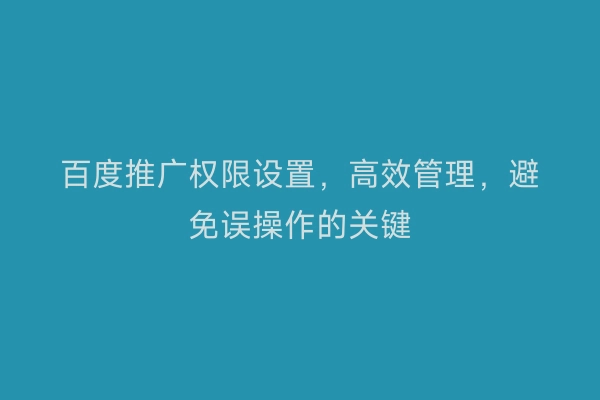 百度推广权限设置，高效管理，避免误操作的关键