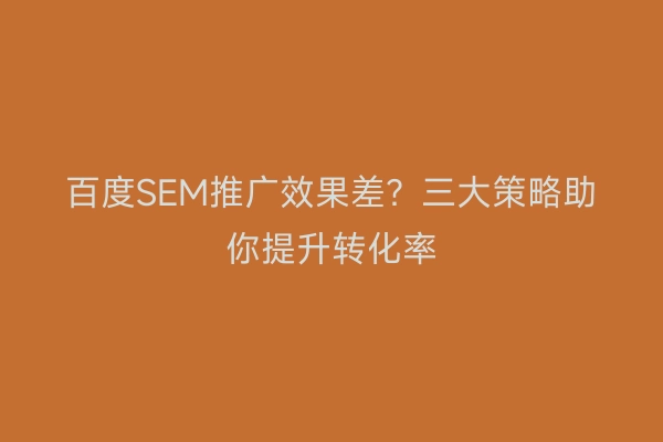 百度SEM推广效果差？三大策略助你提升转化率