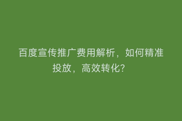 百度宣传推广费用解析，如何精准投放，高效转化？